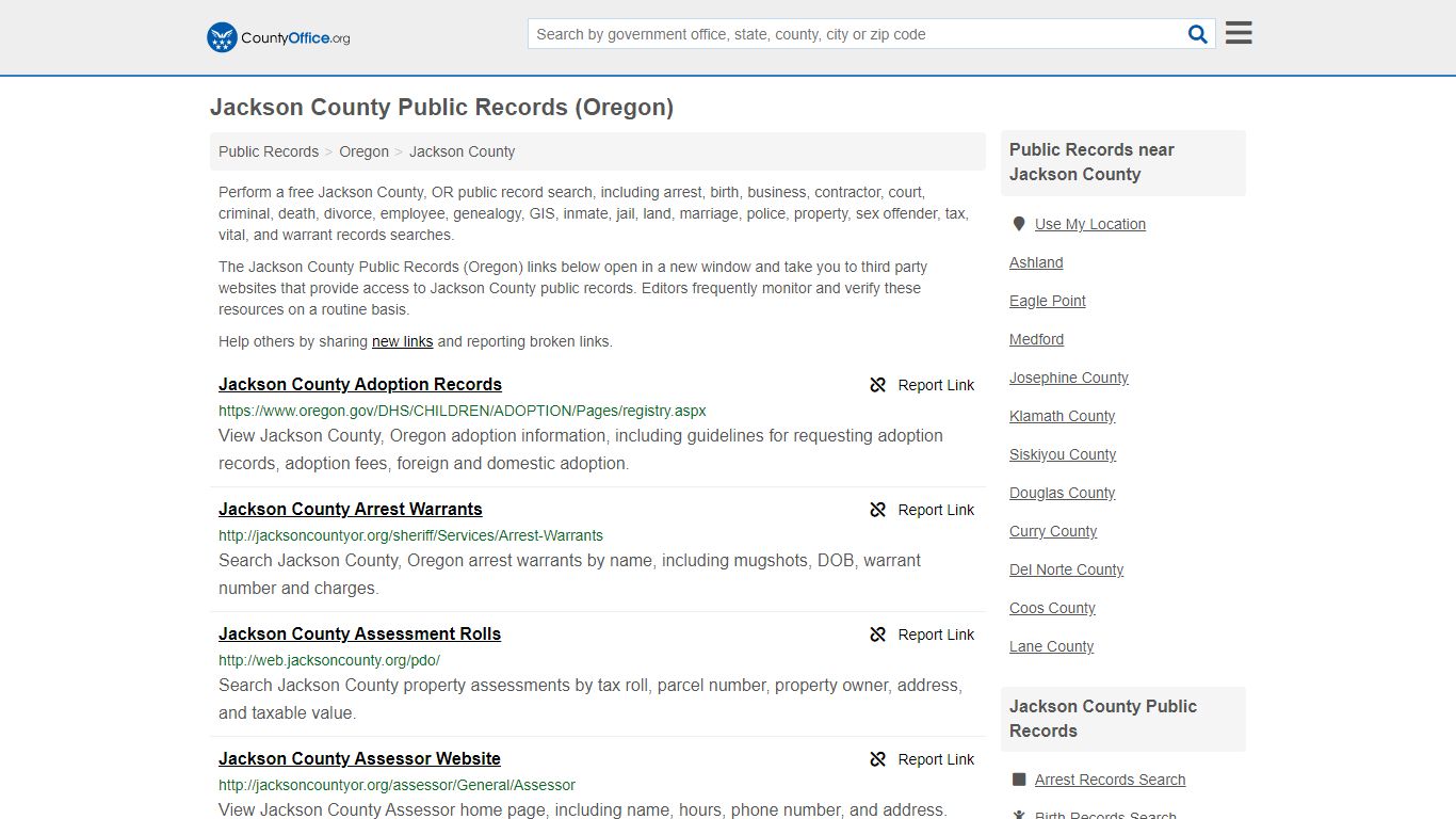 Jackson County Public Records (Oregon) - County Office